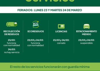 Servicios municipales durante los feriados